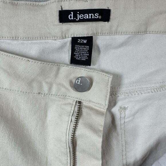 d.jeans NEW Womens Denim Jeans 22W Beige Ankle Plus Stretch Zipper Pockets - Picture 5 of 12